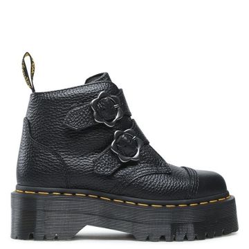 Dr. Martens U' Devon Flower Milled Nappa Platform Black