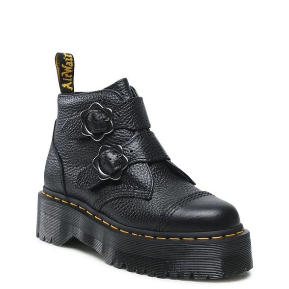 Dr. Martens U' Devon Flower Milled Nappa Platform Black