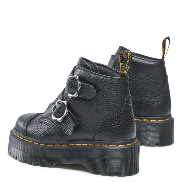 Dr. Martens U' Devon Flower Milled Nappa Platform Black