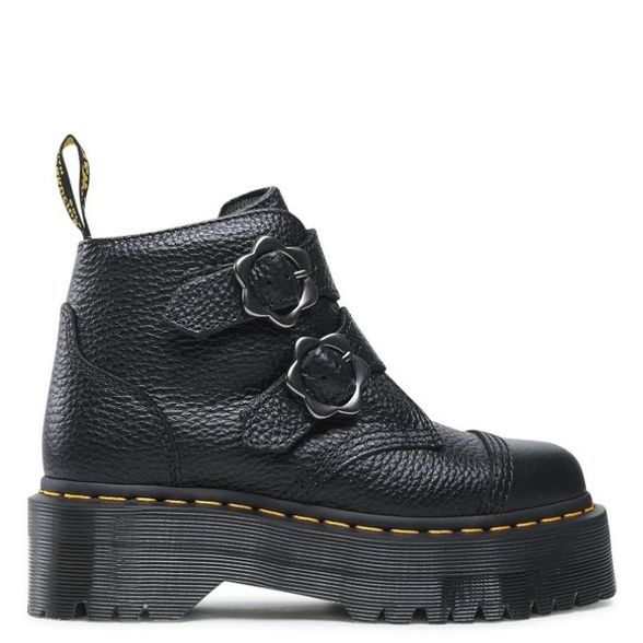 Dr. Martens U' Devon Flower Milled Nappa Platform Black