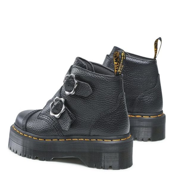 Dr. Martens U' Devon Flower Milled Nappa Platform Black