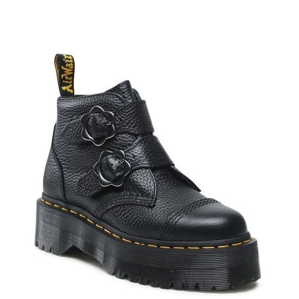 Dr. Martens U' Devon Flower Milled Nappa Platform Black