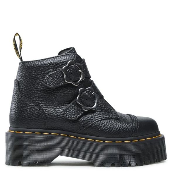 Dr. Martens U' Devon Flower Milled Nappa Platform Black